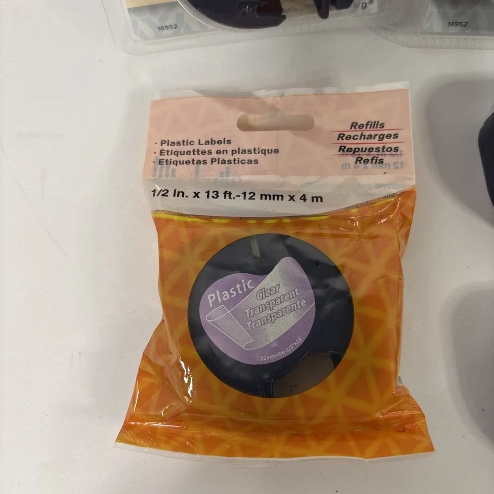 Dymo LetraTag Label Refills 6 Pack Clear Plastic 16952 & White Iron-On 12mm LT